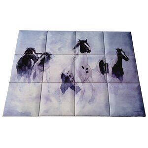 Running Horses Diana Beach Art Tiles 24" x 18" Ceramic Wall Decor